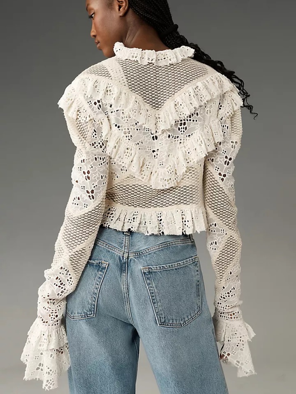 NWT By Anthropologie Embroidered Lace Cropped Jacket Blouse XL - Picture 4 of 14